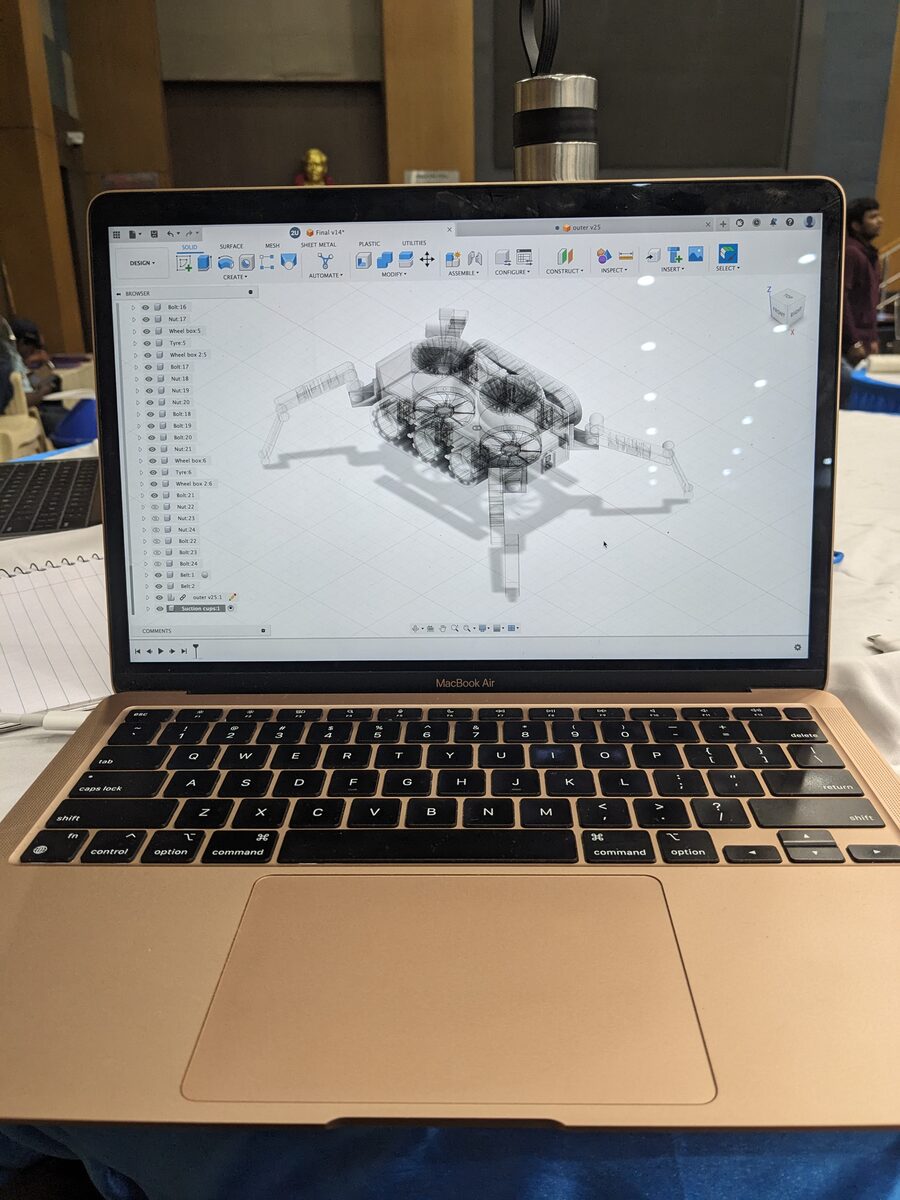 Fusion 360 CAD model on MacBook